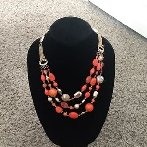 ⭐⭐8 for $25 Orange beaded and gold fashion necklace